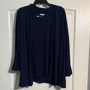 Kim Rogers Navy Blue Twinset tank and cardi